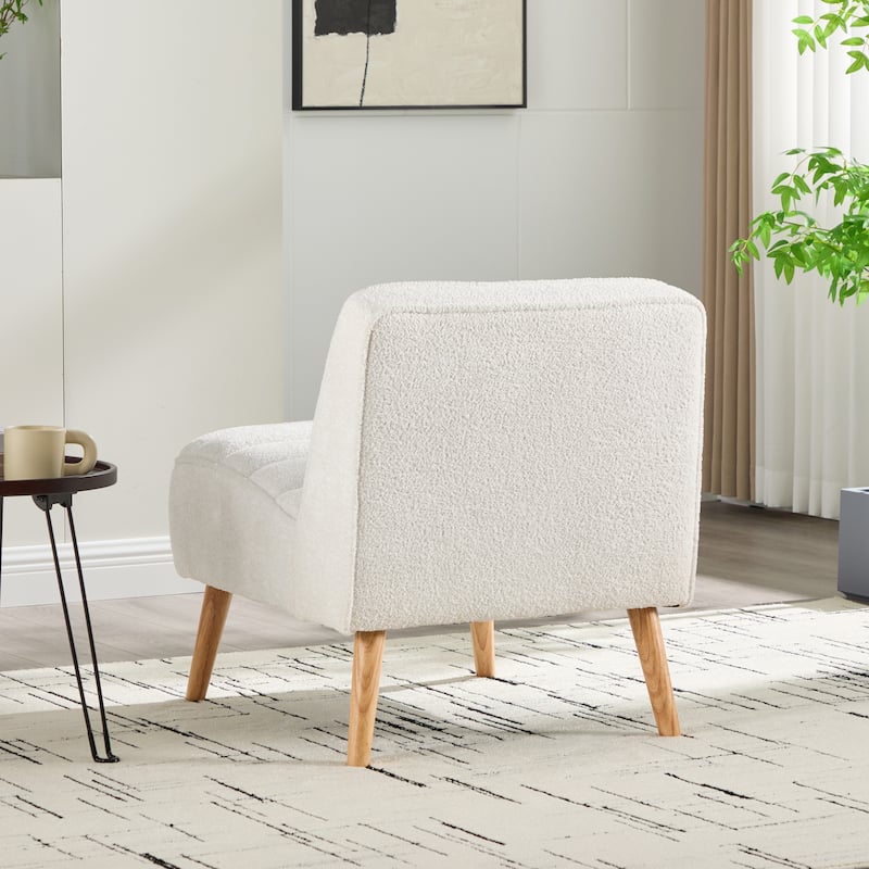 24.4"W Modern Upholstered Armless Accent Chair with Wood Legs