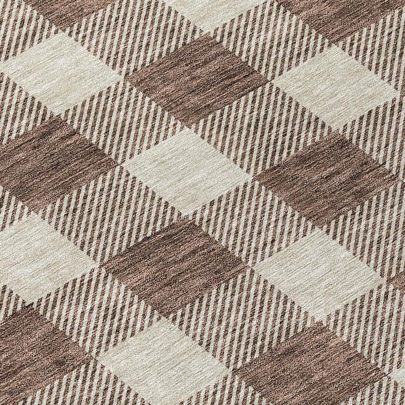Machine Washable Indoor/ Outdoor Chantille Plaid Rug