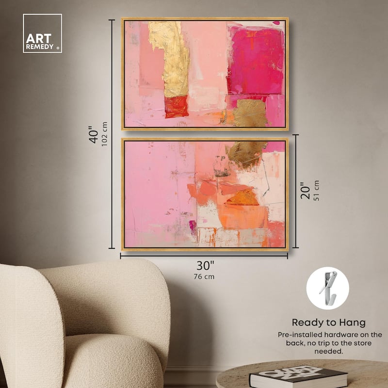 Petal Patchwork I Canvas Set of 2 by Art Remedy