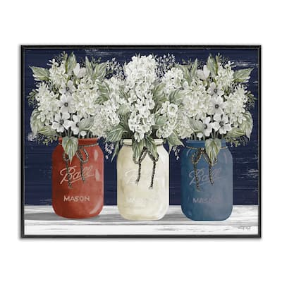 Stupell Americana Floral Bouquets Rustic Flowers Country Pride Framed Wall Art - Blue