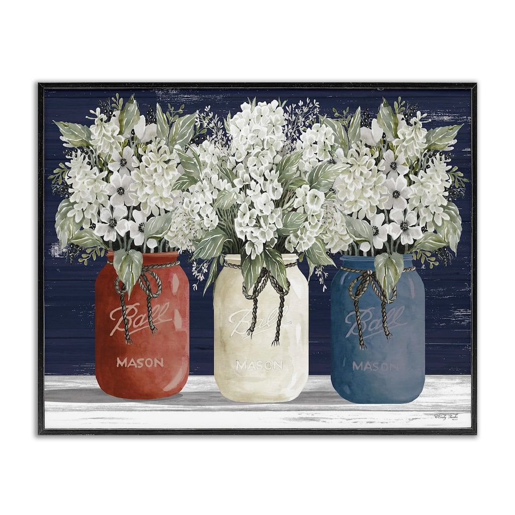 Stupell Americana Floral Bouquets Rustic Flowers Country Pride Framed Wall Art - Blue