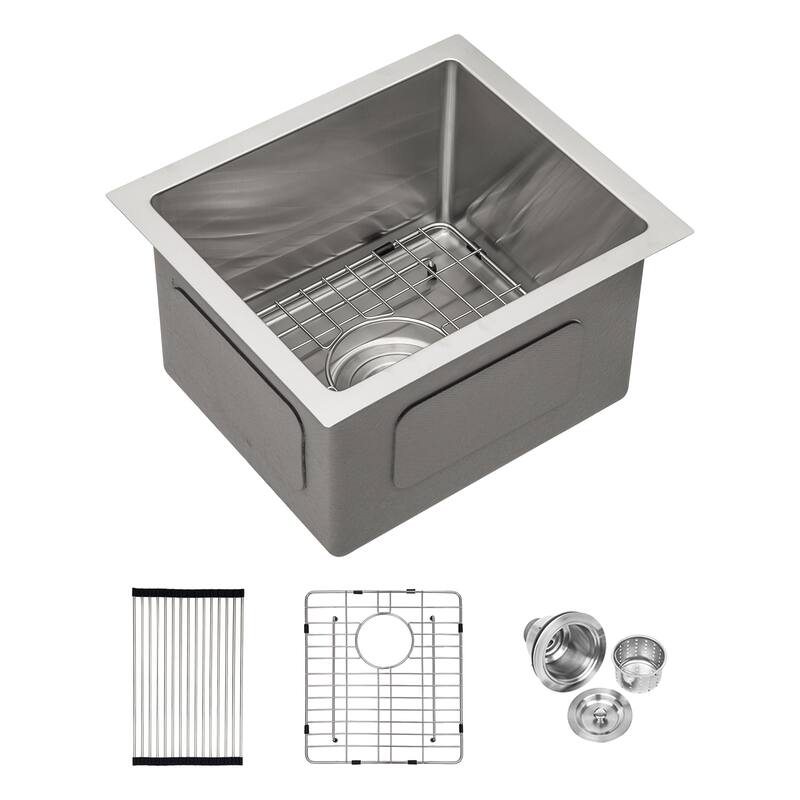 Undermount 16 Gauge Single Bowl Stainless Steel Kitchen Sink in Brushed Nickel