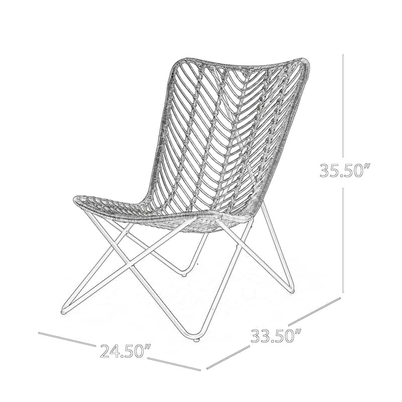 Hexy Outdoor Accent Chair Set of 2, Boho Style Faux Rattan Woven Brown