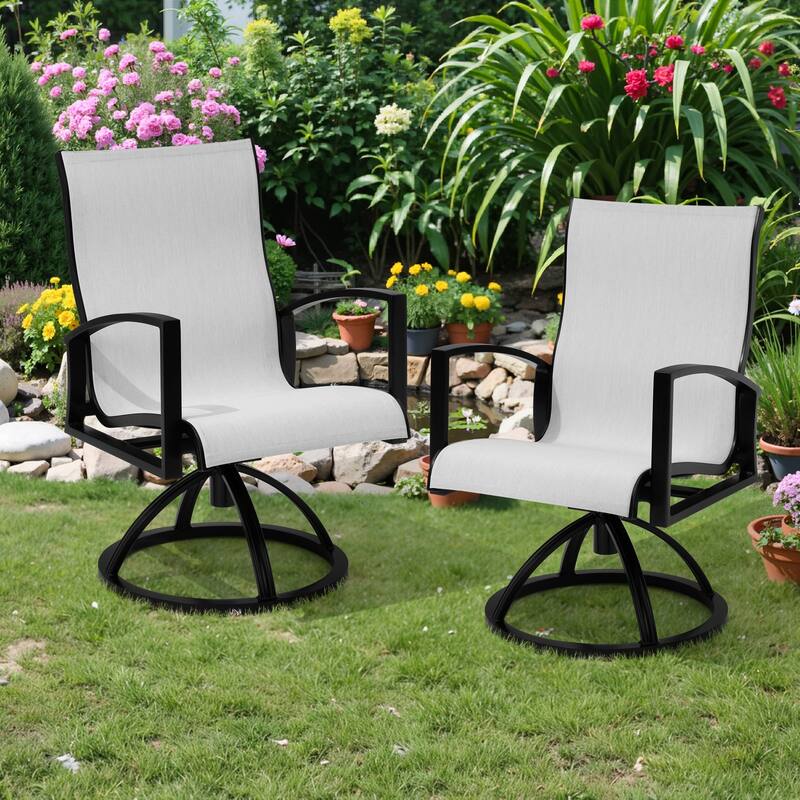 Outdoor Patio Aluminum Swivel Dining Chairs Armchair Sunbrella Fabric