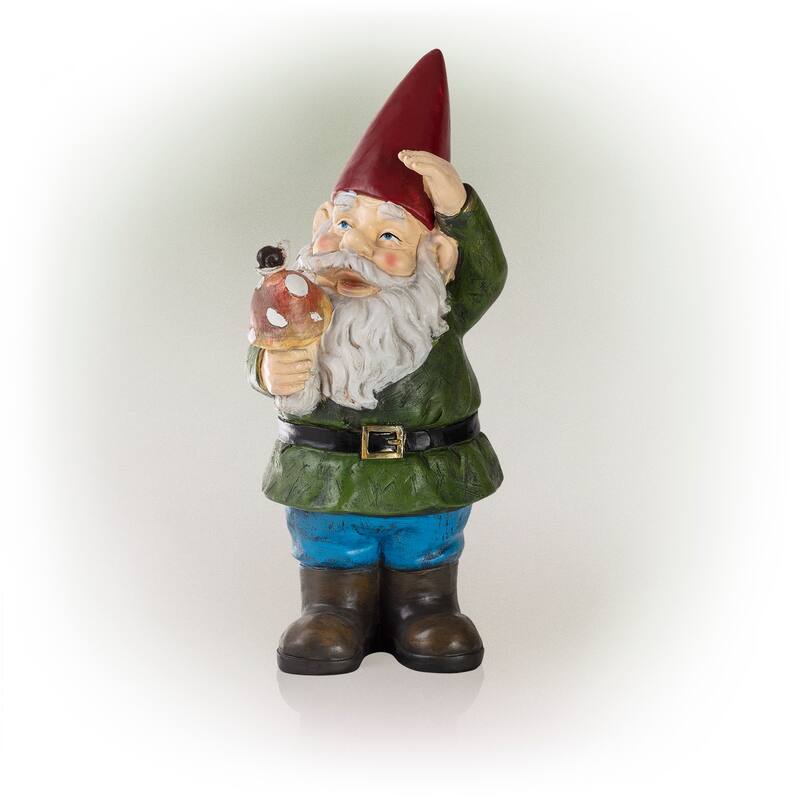 Gnome Folding Hands Looking Up Garden Statue