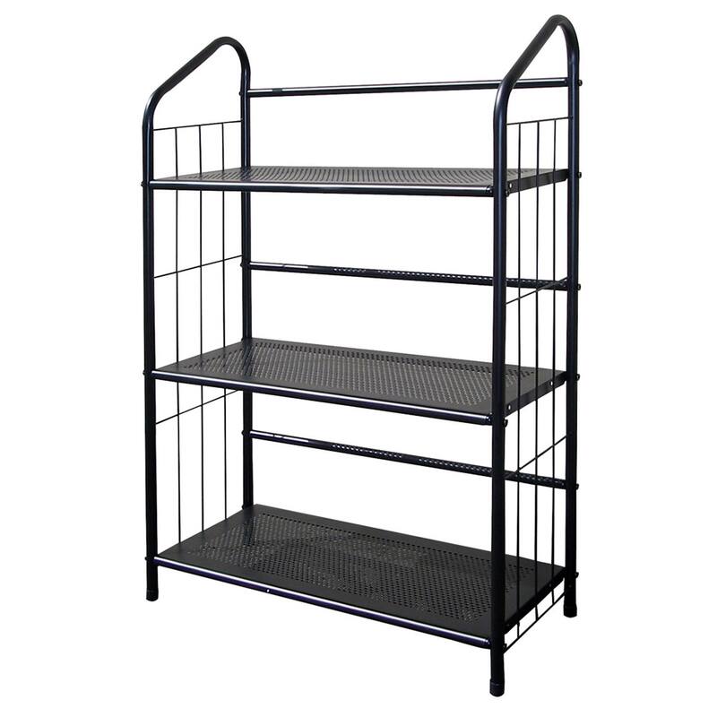 Contemporary Design Space-Saving Black Metal Vertical Bookcase for Garage Living Room or Bedroom