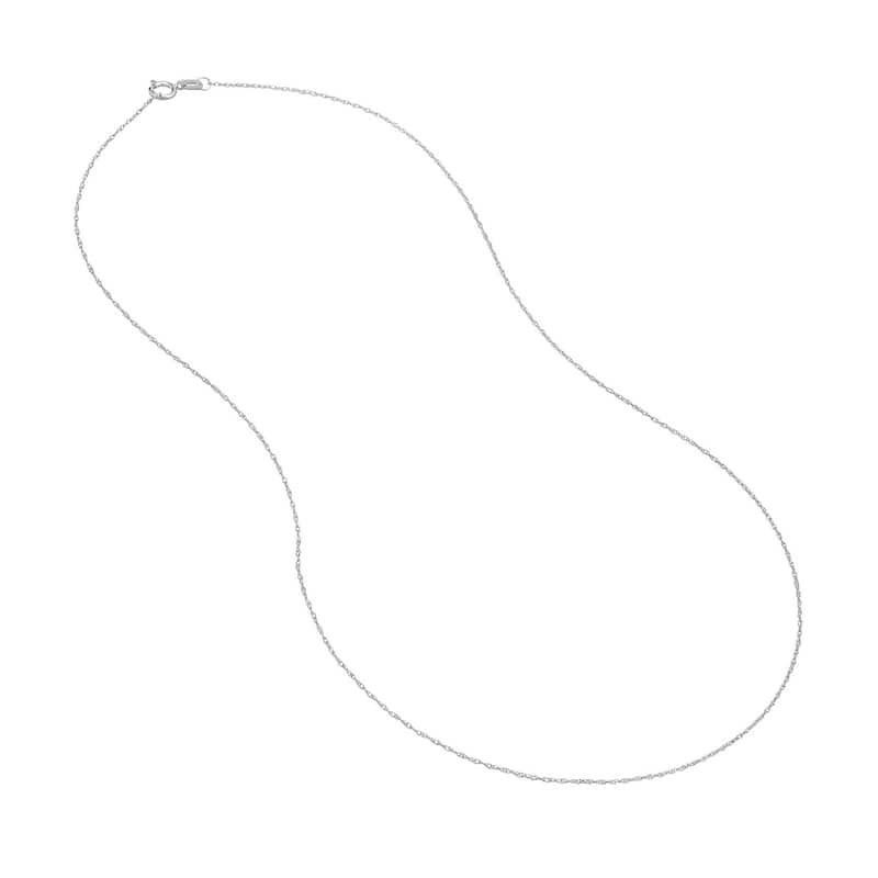 Curata 10k White Gold 0.75mm Rope Chain Necklace (Spring Ring)