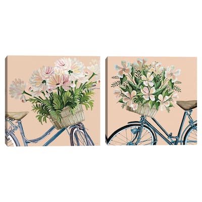 Coral Flowers I, Coral Flowers II by Cindy Jacobs Canvas Art Prints