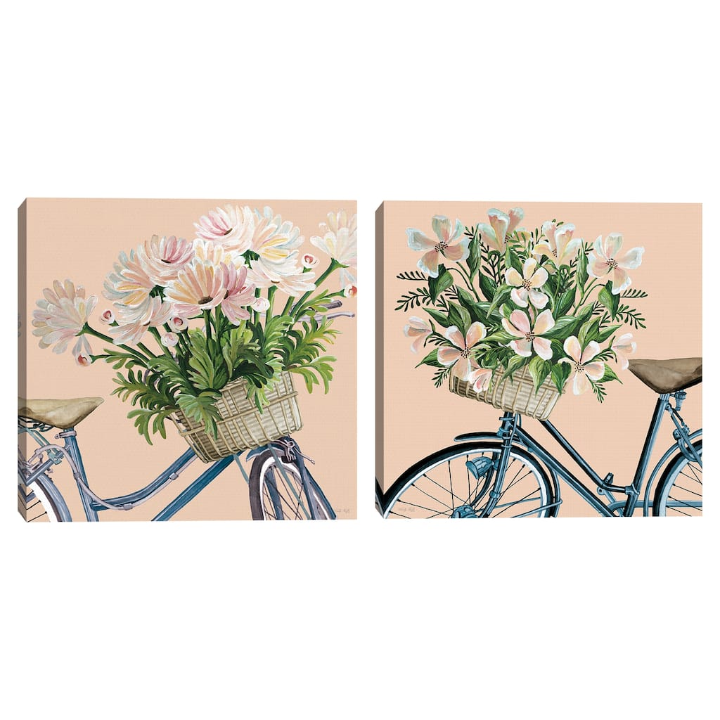 Coral Flowers I, Coral Flowers II by Cindy Jacobs Canvas Art Prints