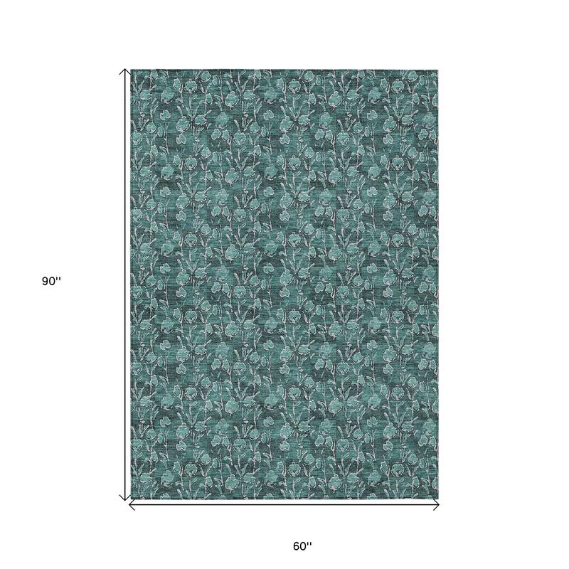 HomeRoots Floral Transitional Rectangle Outdoor Rug