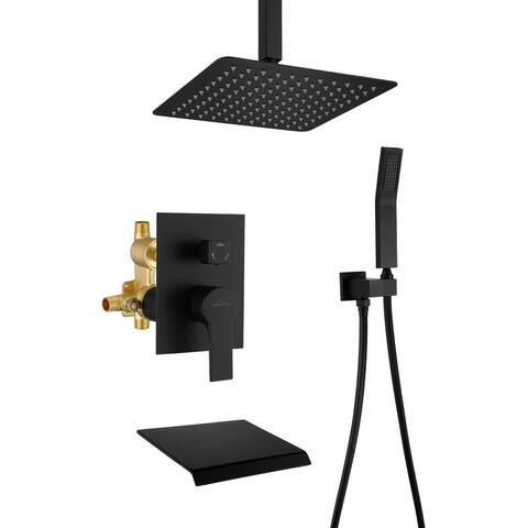 Clihome 10" Ceiling Mount 1-Handle 1-Spray Tub and Shower Faucet