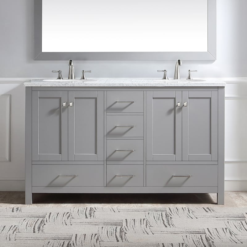 Prismosaic 60 in. Lunar Gray Vanity with Countertop & Splash, Double Sinks