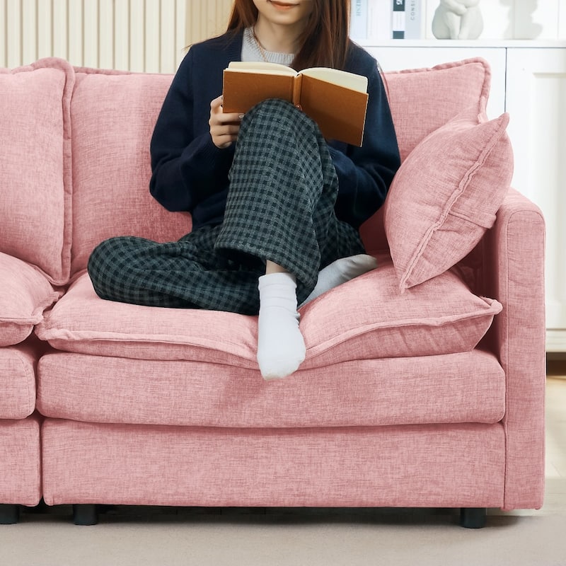 130.7" Modular Chenille U-Shape Sectional Sofa with Movable Ottomans