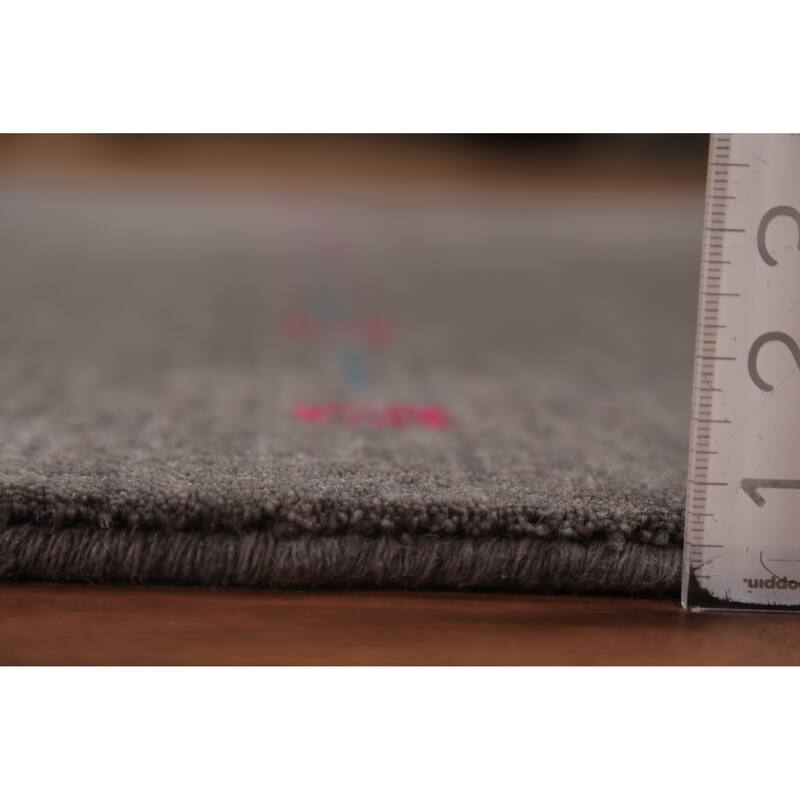 Tribal Charcoal Gabbeh Oriental Rug Handmade Wool Carpet - 4'8"x 6'7"