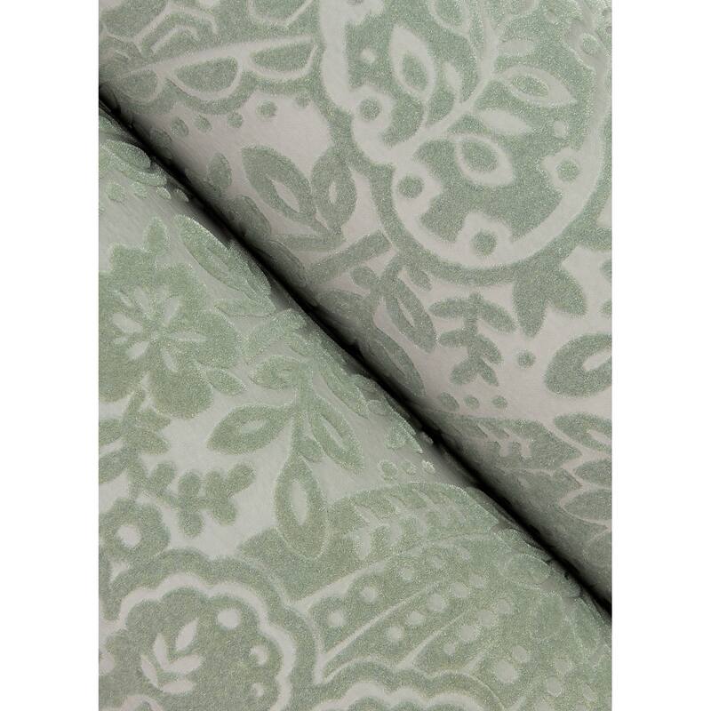 A-Street Prints Maris Silver Flock Damask Wallpaper