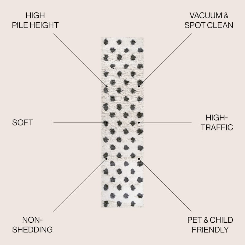 JONATHAN Y Caimari Modern Charcoal Dot Shag Area Rug
