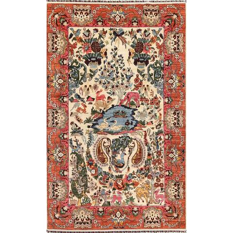 Vegetable Dye Animal Pictorial Ziegler Oriental Wool Area Rug Handmade - 6'5" x 10'6"