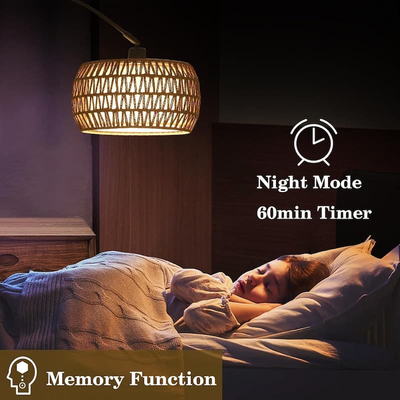 Arc Floor Lamps for Living Room with 3 Color Temperatures, Black Standing Lamp with Remote & Dimmable LED Bulb