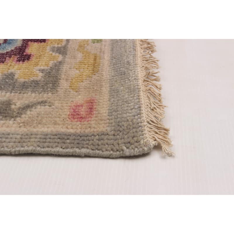 ECARPETGALLERY Hand-knotted Modern Oushak Light Grey Wool Rug - 8'0 x 10'1