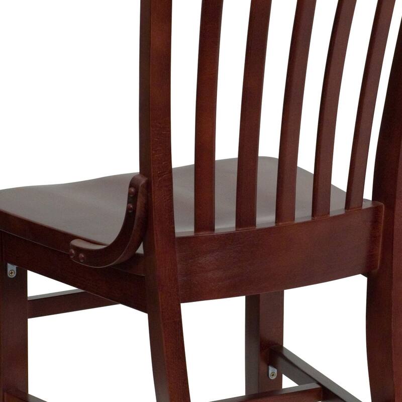 School House Back Wooden Restaurant Dining Chair - 18.5"W x 21.5"D x 35"H - 18.5"W x 21.5"D x 35"H