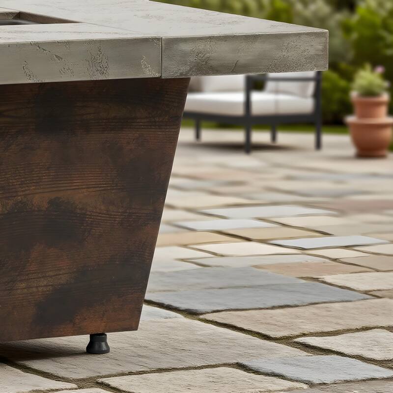 Rossetta Modern 42" Concrete Textured Gas Fire Pit, Outdoor Patio Table