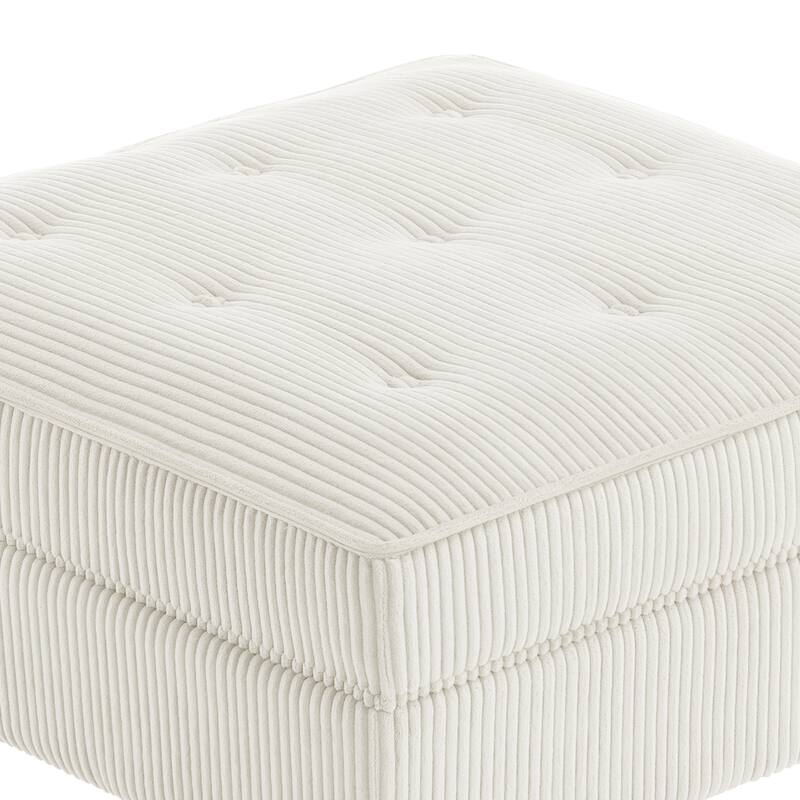 Modular Corduroy Tufted Storage Ottoman with Reversible Tabletop