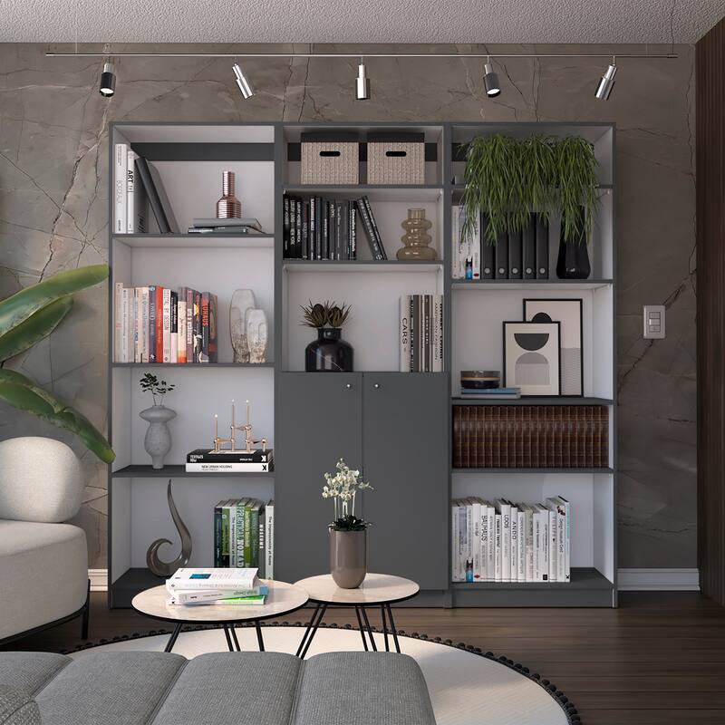 Kenyon 74" Wide 5-Shelf and Cabinet Bookcase Set of 3