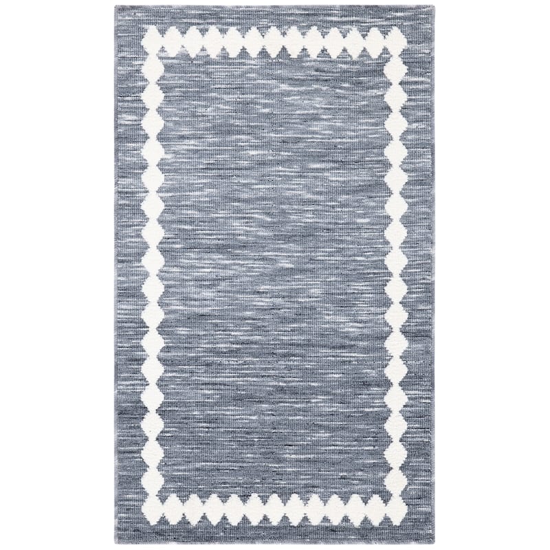 SAFAVIEH Easy Care Machine Washable Lintrud Border Rug - 2' 3" x 4' - Grey/Ivory - Runner/Rectangle