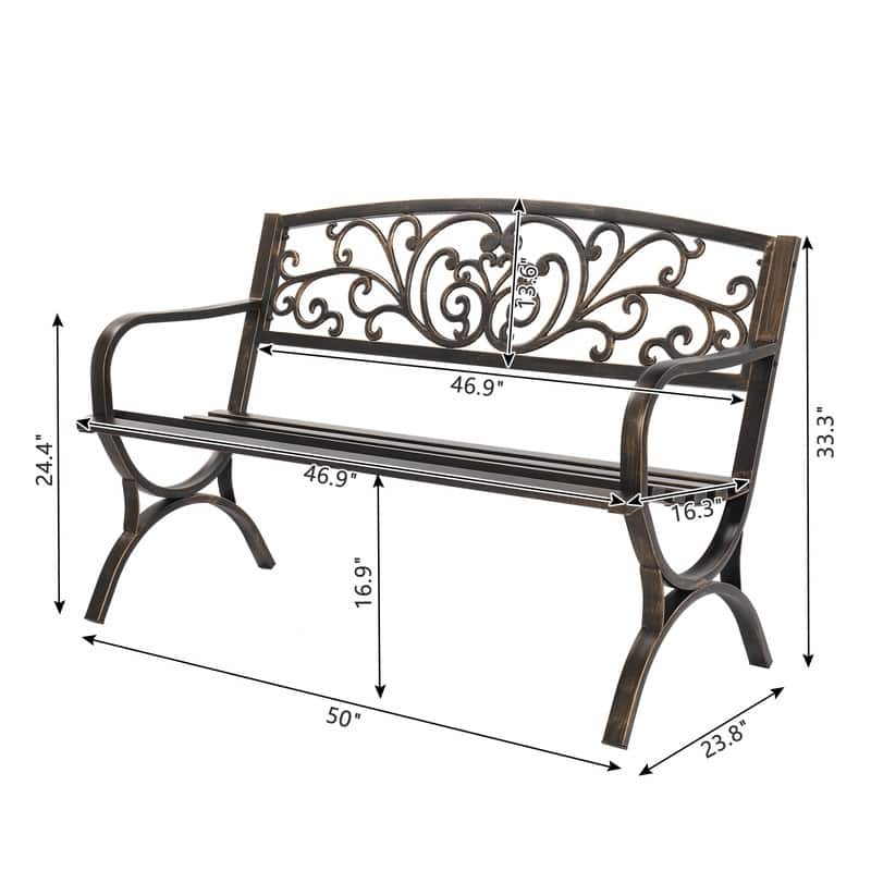 Patio 50 in. Powder Coated Iron Park Bench