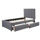 preview thumbnail 6 of 11, Linen Upholstered Platform Bed With Headboard And Two Drawers, Twin Size