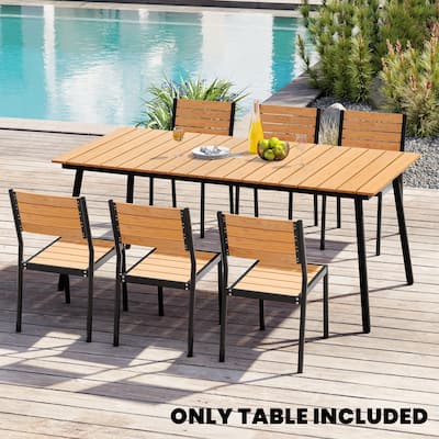 Outdoor Dining Furniture Rectangular Dining Table with Umbrella Hole
