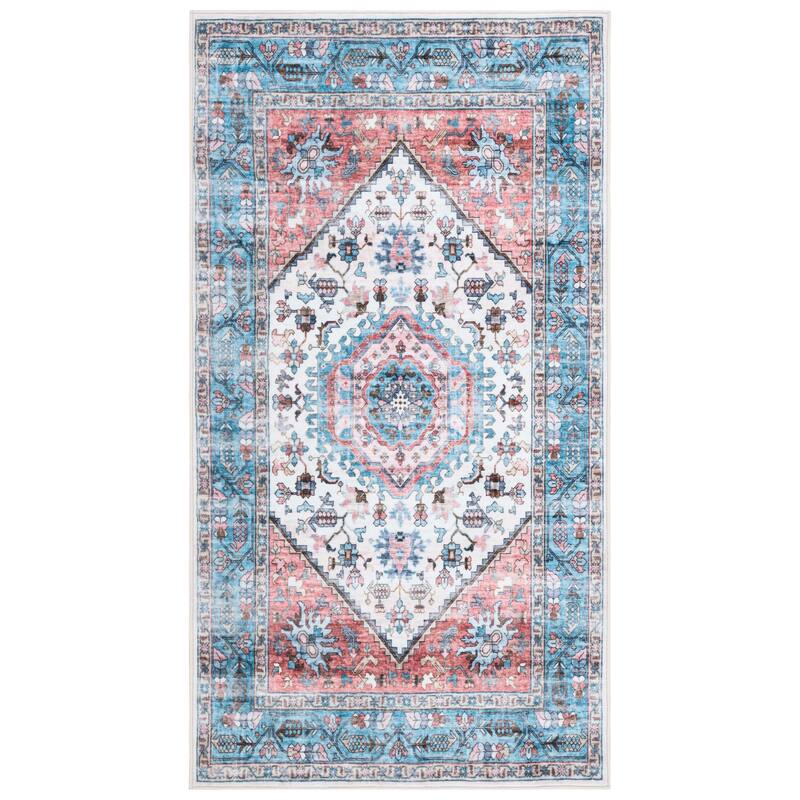 SAFAVIEH Washable Cheyenne Rug Karnit Oriental Distressed Rug - 2'3" x 3'9" - Turquoise/Red