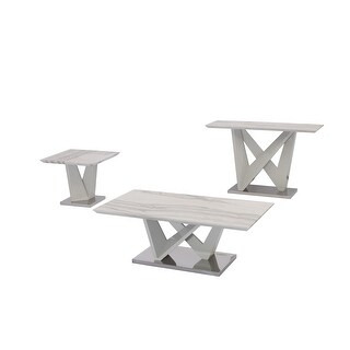 Best Quality Furniture 3-Piece Marble Coffee Table Set (Coffee, End, Console) (Marble)