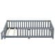 preview thumbnail 7 of 12, Gray Twin Size Pine Floor Bed with Guardrails & Door