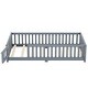 preview thumbnail 7 of 12, Gray Twin Size Pine Wood Floor Bed with Safety Guardrails and Door for Kids, Boys, Girls, Bedroom