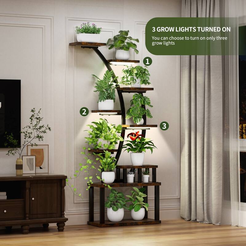 Versatile Indoor Plant Stand with Adjustable Lights and Sturdy Construction