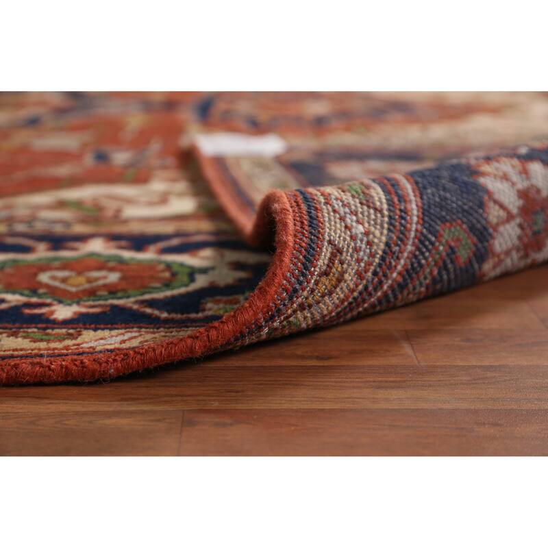 Medallion Heriz Serapi Indian Area Rug Hand-Knotted Wool Carpet - 9'0" x 12'1"