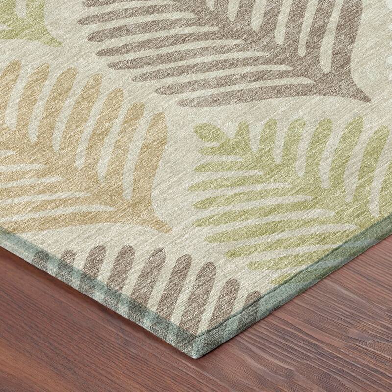 Machine Washable Indoor/ Outdoor Modern Fern Chantille Rug
