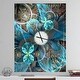 preview thumbnail 3 of 13, Designart 'Fractal Blue Flowers' Oversized Modern Wall CLock