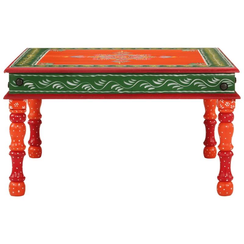 vidaXL Coffee Table Multicolor with orange base Solid mango wood Compact - 21.3 x 21.3 x 11.8