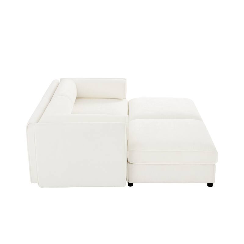 75.5" Chenille Upholstered 2-Seater Sleeper Modular Sectional Sofa with Storage Seat, DIY Combination