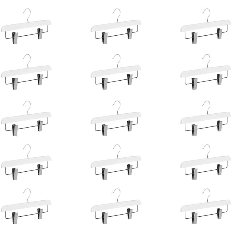 Abs Plastic Trouser Skirt Hangers, Perfect for Skirts, Pants, Slacks, Jeans, and More Set of 5 - Set of 15 - White
