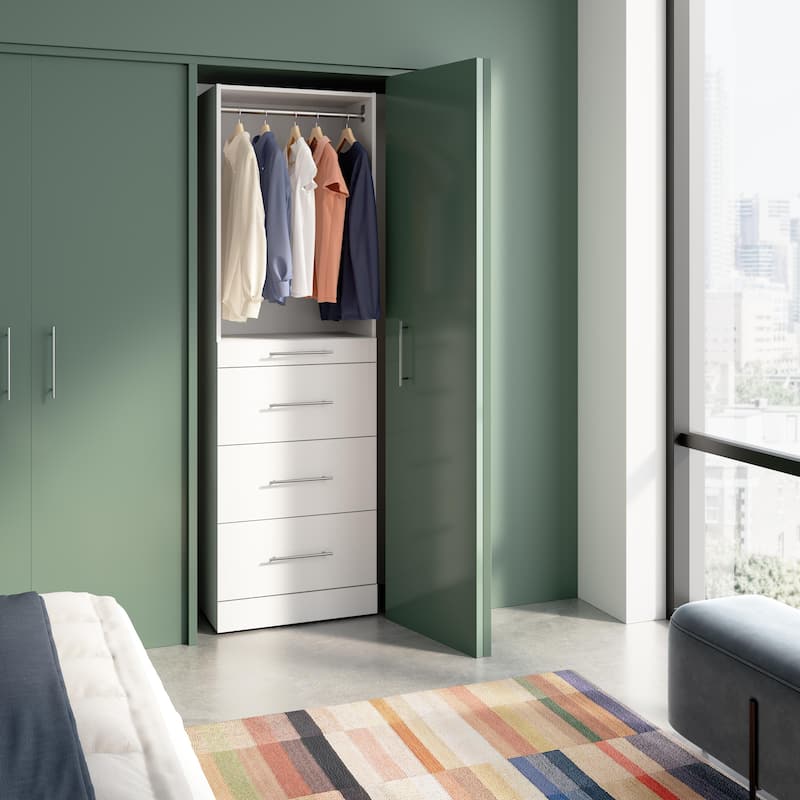 Bestar Florence 25W x 16D Closet System with 4 Drawers, Slab - White