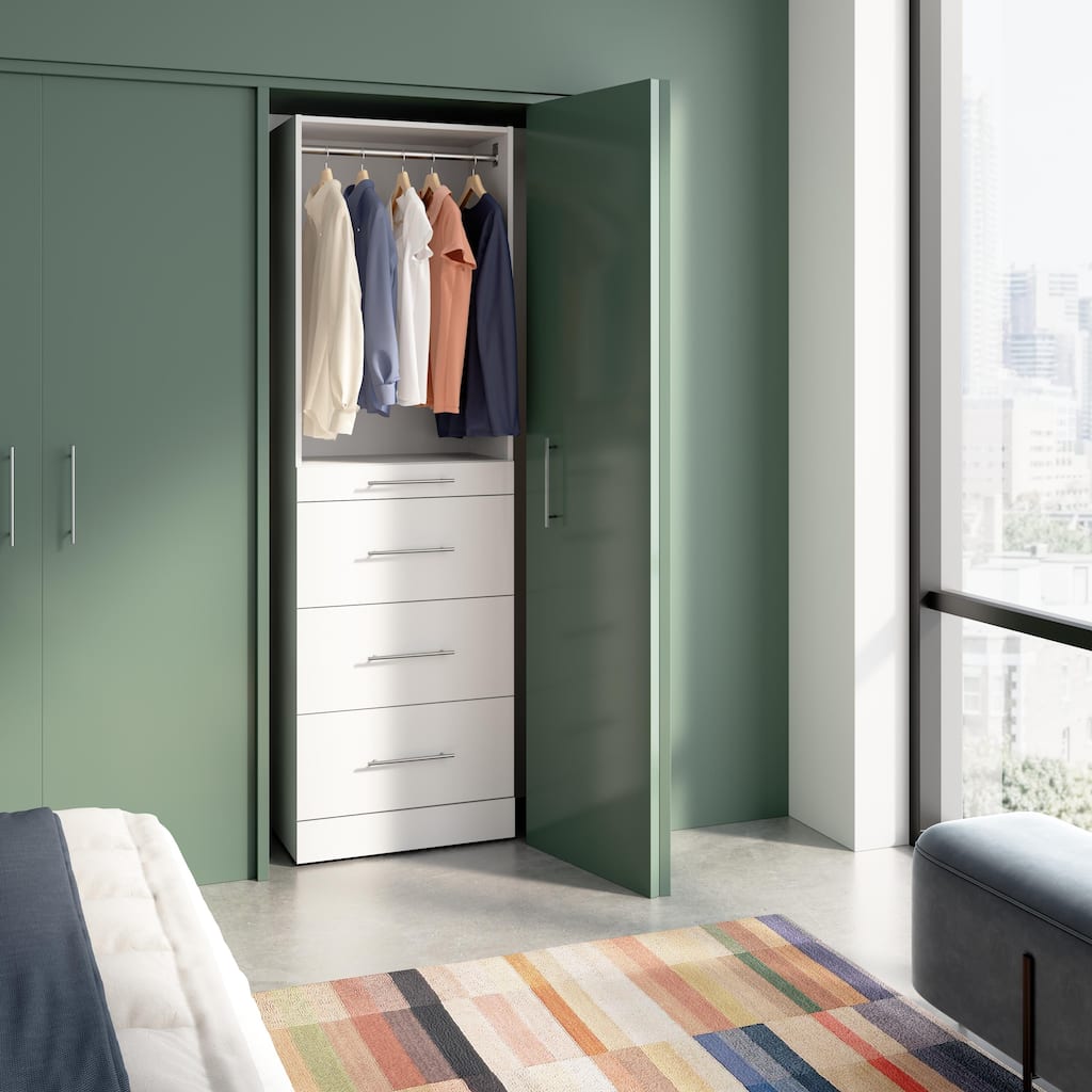 Bestar Florence 25W x 16D Closet System with 4 Drawers, Slab