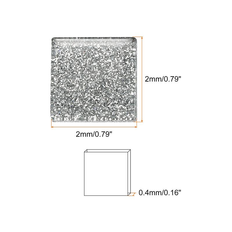 Mosaic Tiles, Glass Tiles 2 x 2cm for DIY Crafts, 50pcs 200g - Silver