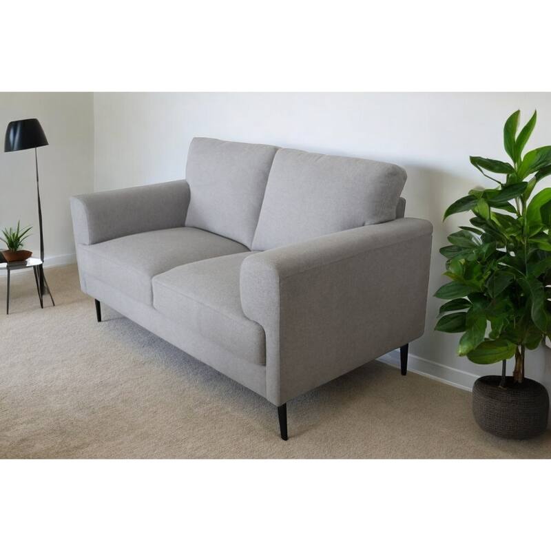HomeRoots 61" Light Gray And Black Linen Loveseat - Grey