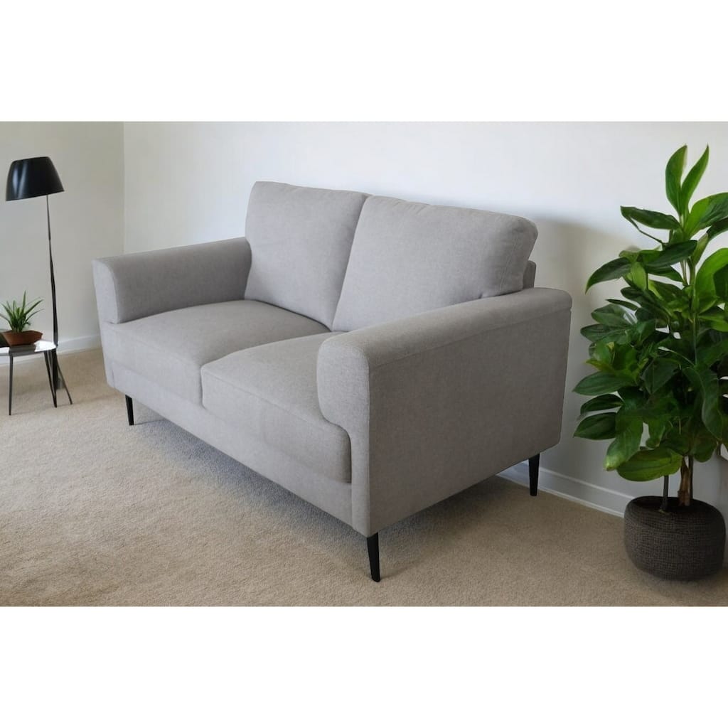 HomeRoots 61" Light Gray And Black Linen Loveseat