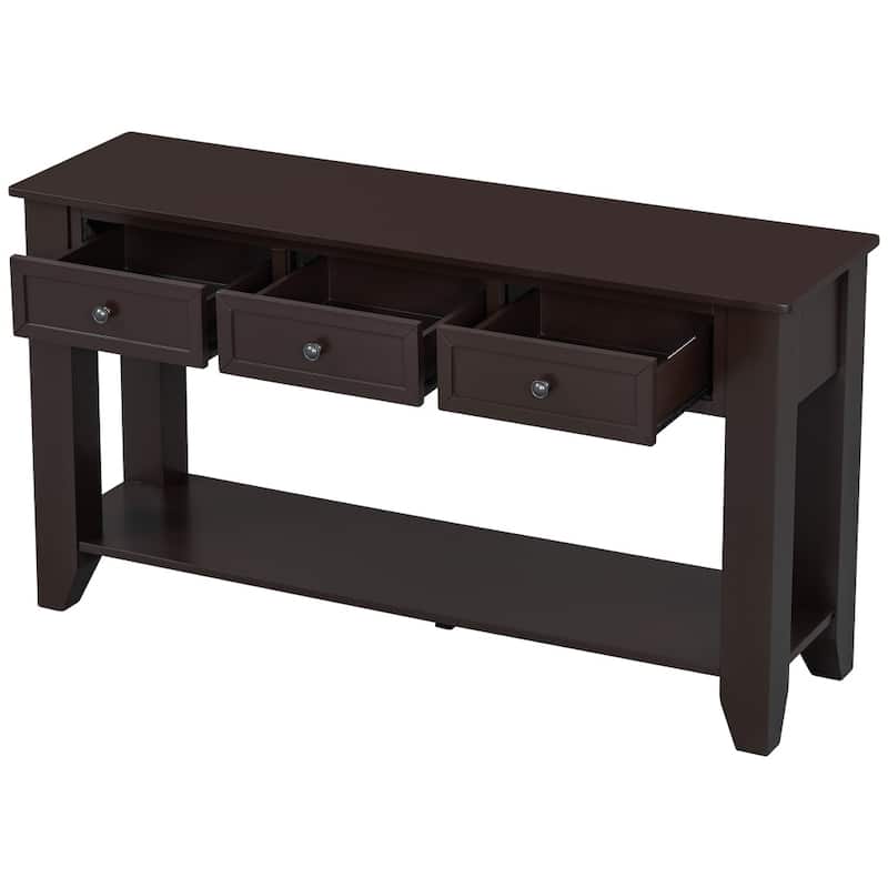 55.4" Modern Console Table Solid Wood Sideboard with 3 Storage Drawers