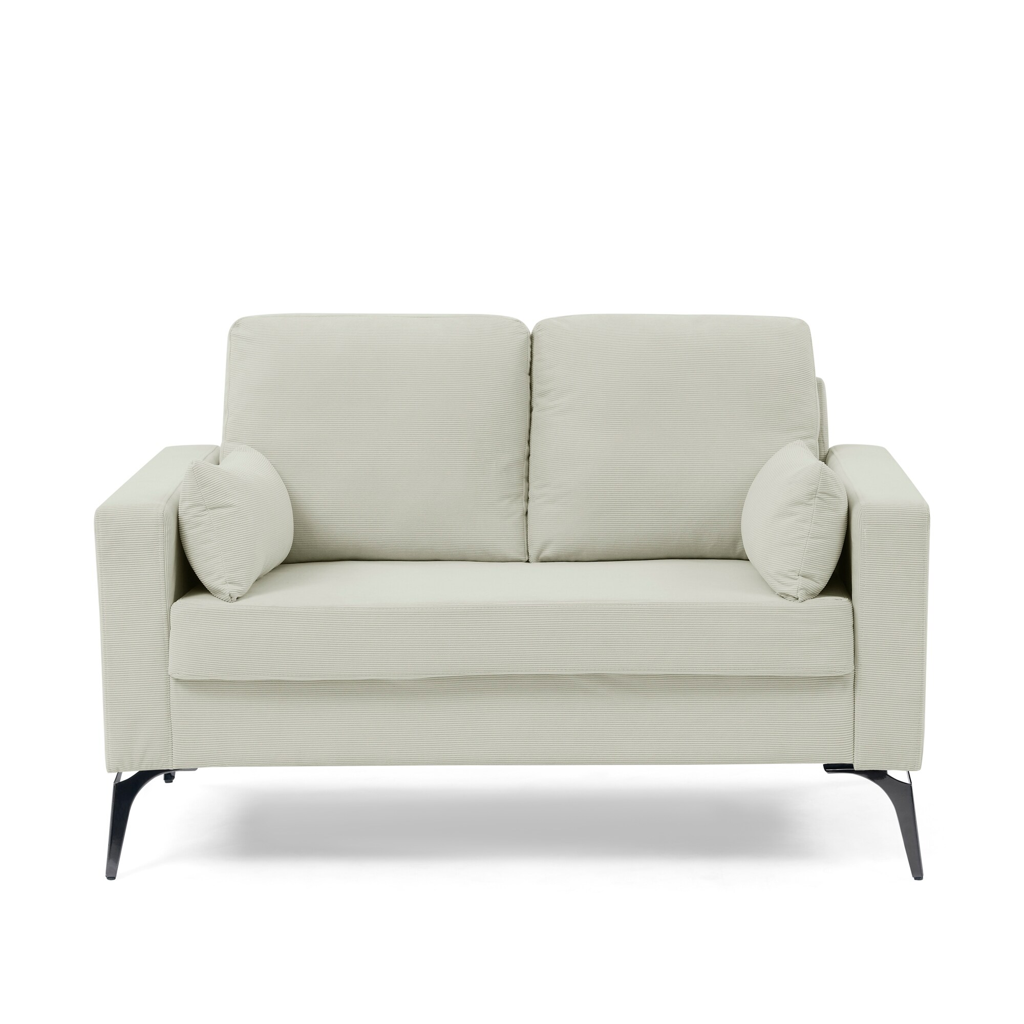 Modern Minimalist Corduroy Loveseat Sofa with Two Small Pillows - Bed Bath  & Beyond - 39595782