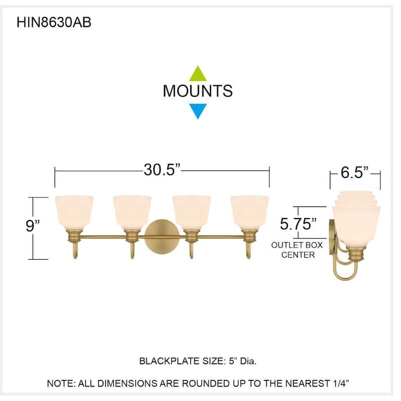 Hinton 4-Light Aged Brass Bath Light